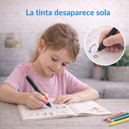 TrazoMágico™ – 4 Cuadernos Reutilizables Montessori + Kit de Escritura Inteligente de Regalo.