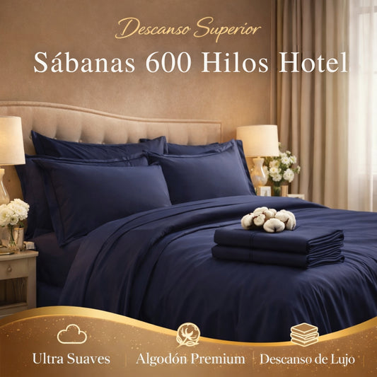 JUEGO SÁBANAS DE LUJO 600 HILOS ALGODÓN - 15 COLORES